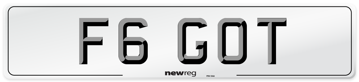 F6 GOT Number Plate from New Reg